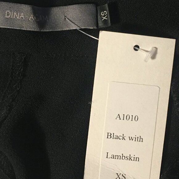 Anthropologie Dina Agam Black Crepe & Blue Lambskin Mock Sleeveless Shift Dress - Picture 13 of 16